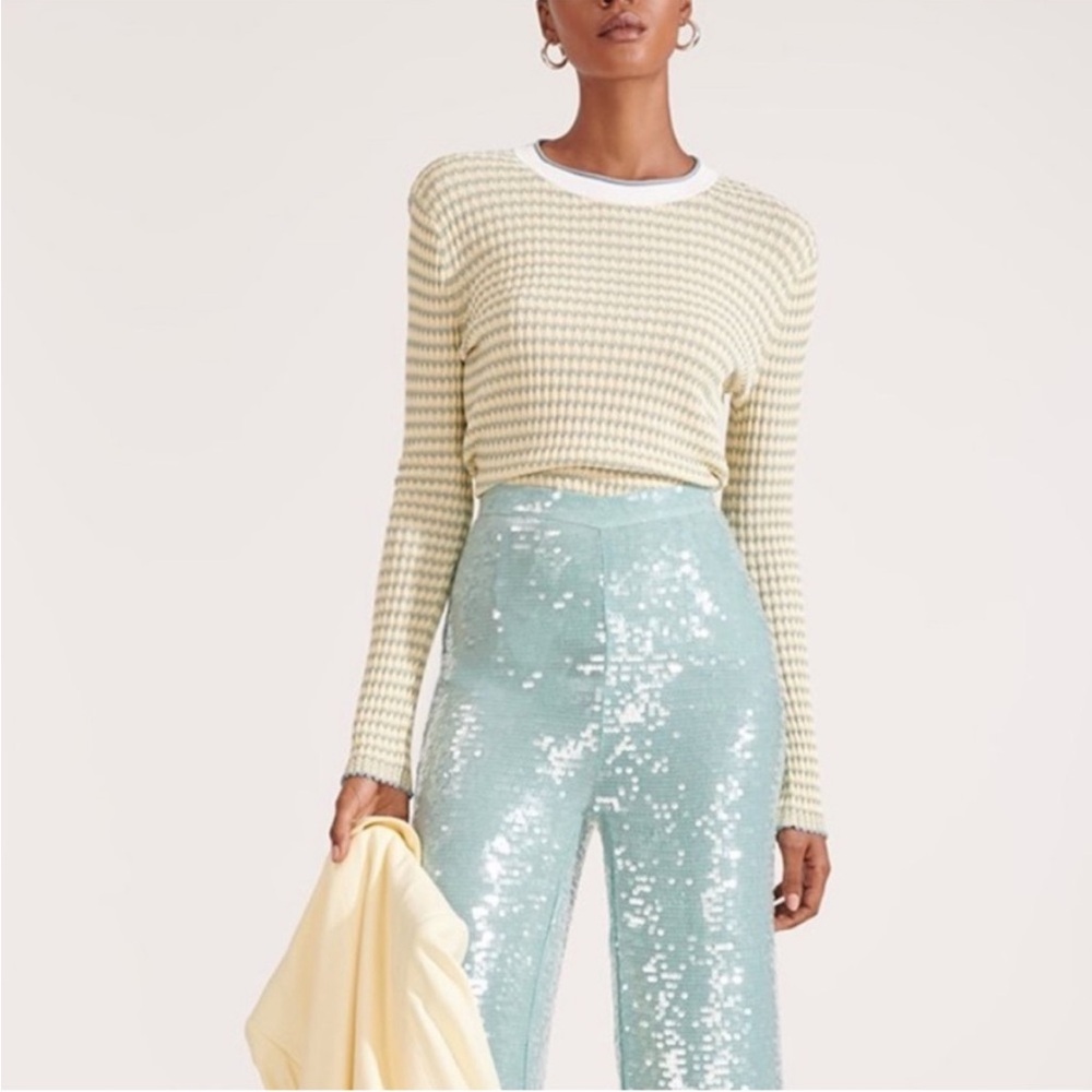 Veronica Beard Yellow Siena Long Sleeve Crew Neck Sweater
